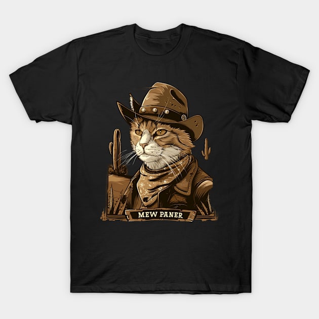 Cat Cowboy Paws & Spurs T-Shirt by RazonxX